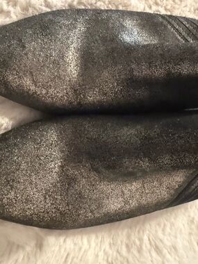 BCBGeneration Metallic Black Leather Slip-On Mules